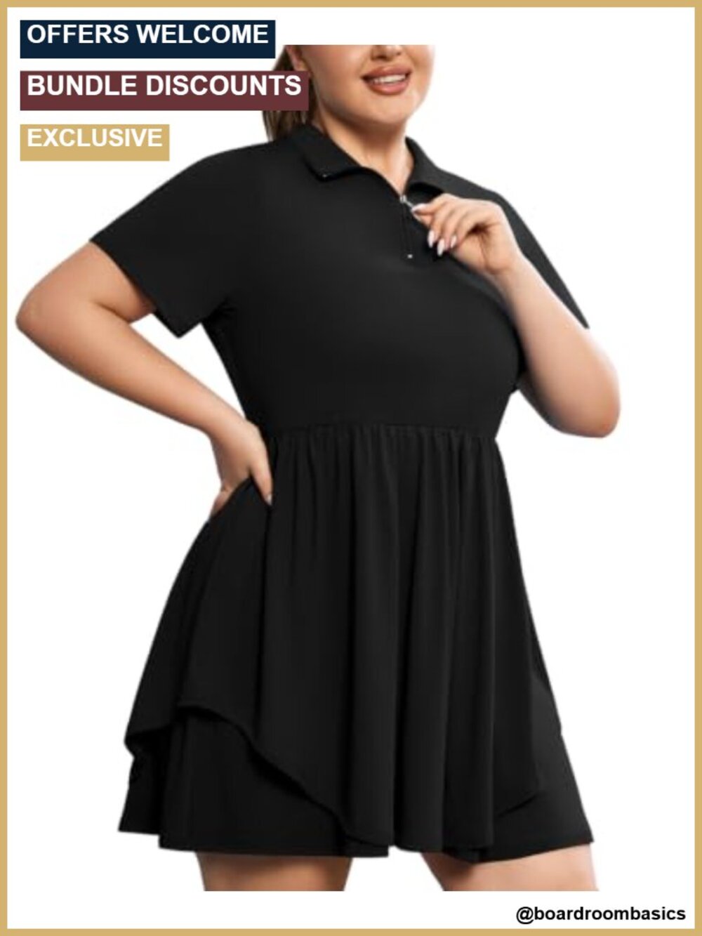 Plus Size Athletic Dress with Shorts Quarter Zip Tennis Golf Workout Set